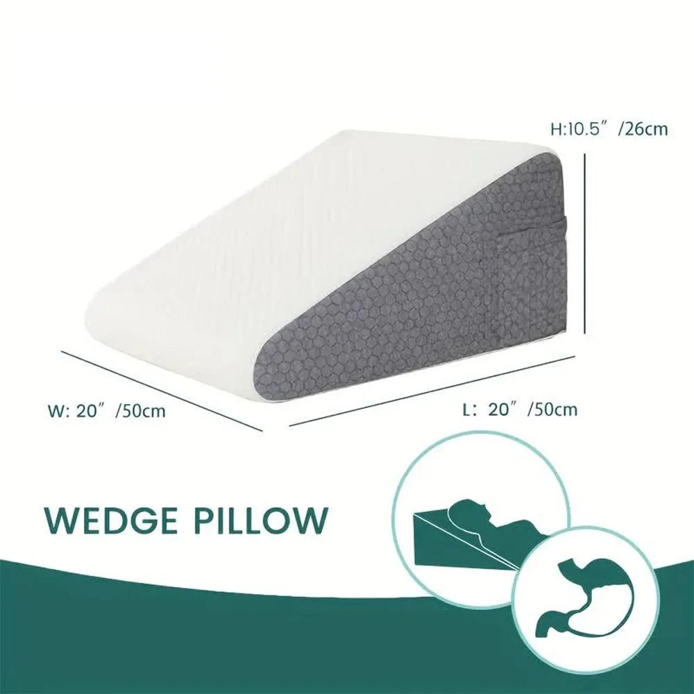 Premium Memory Foam Bed Wedge Pillow – For Sleeping, Snoring Relief &amp; Leg Elevation Memory Foam Medicted Pillows Manwatstore