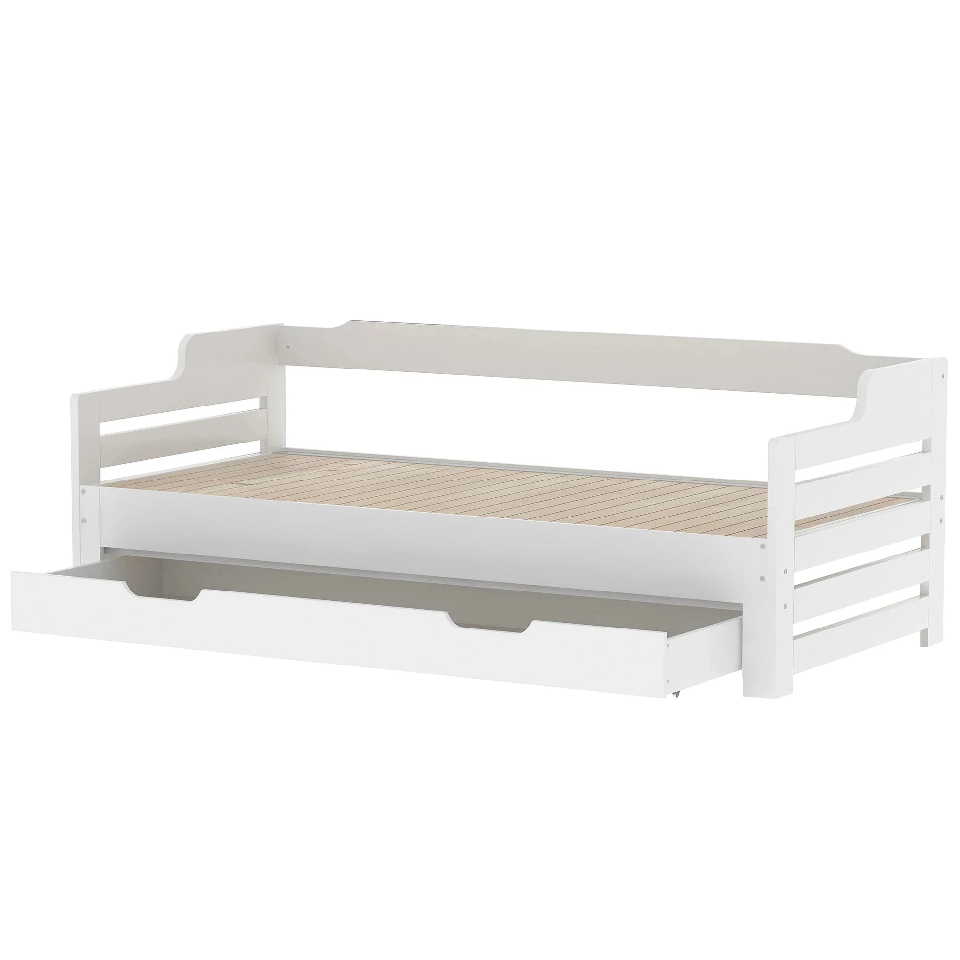 PureNest™ Single Guest Sofa Bed with Pull-Out Trundle (3FT / 90 × 190 cm) – White Manwatstore