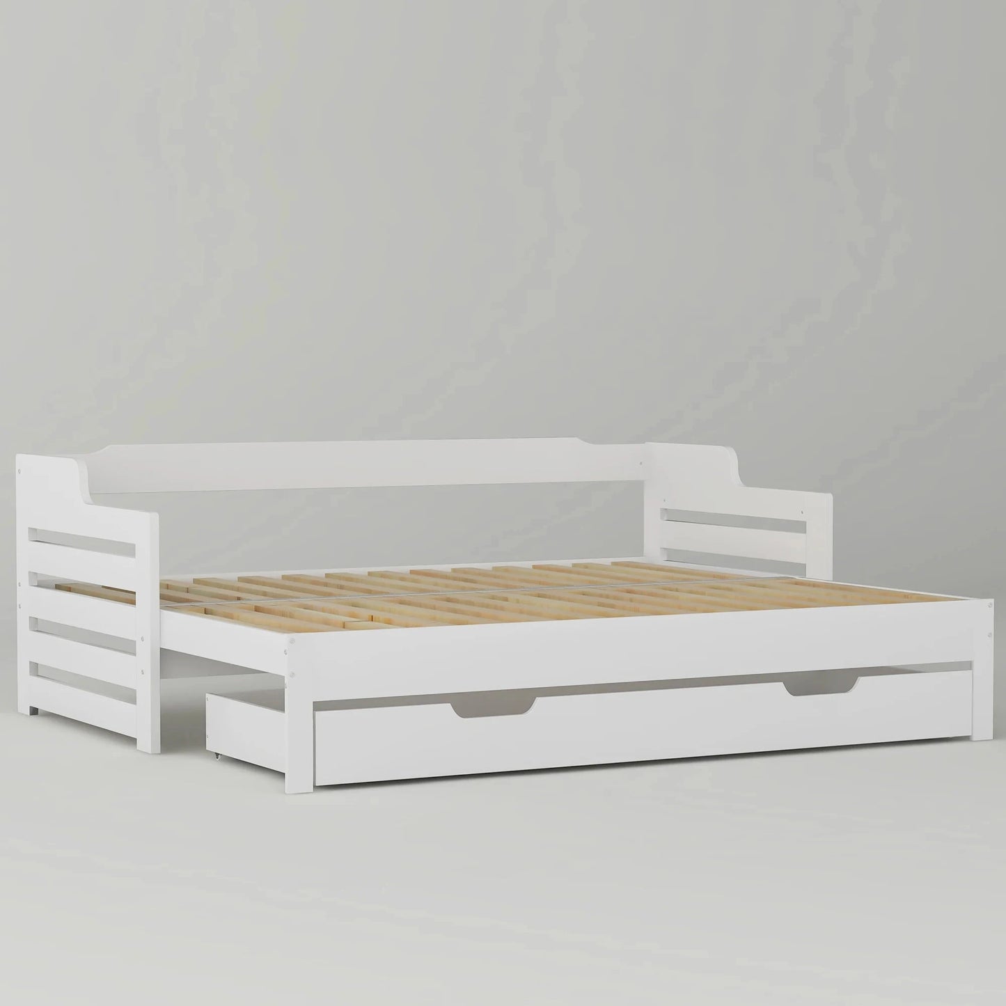 PureNest™ Single Guest Sofa Bed with Pull-Out Trundle (3FT / 90 × 190 cm) – White Manwatstore