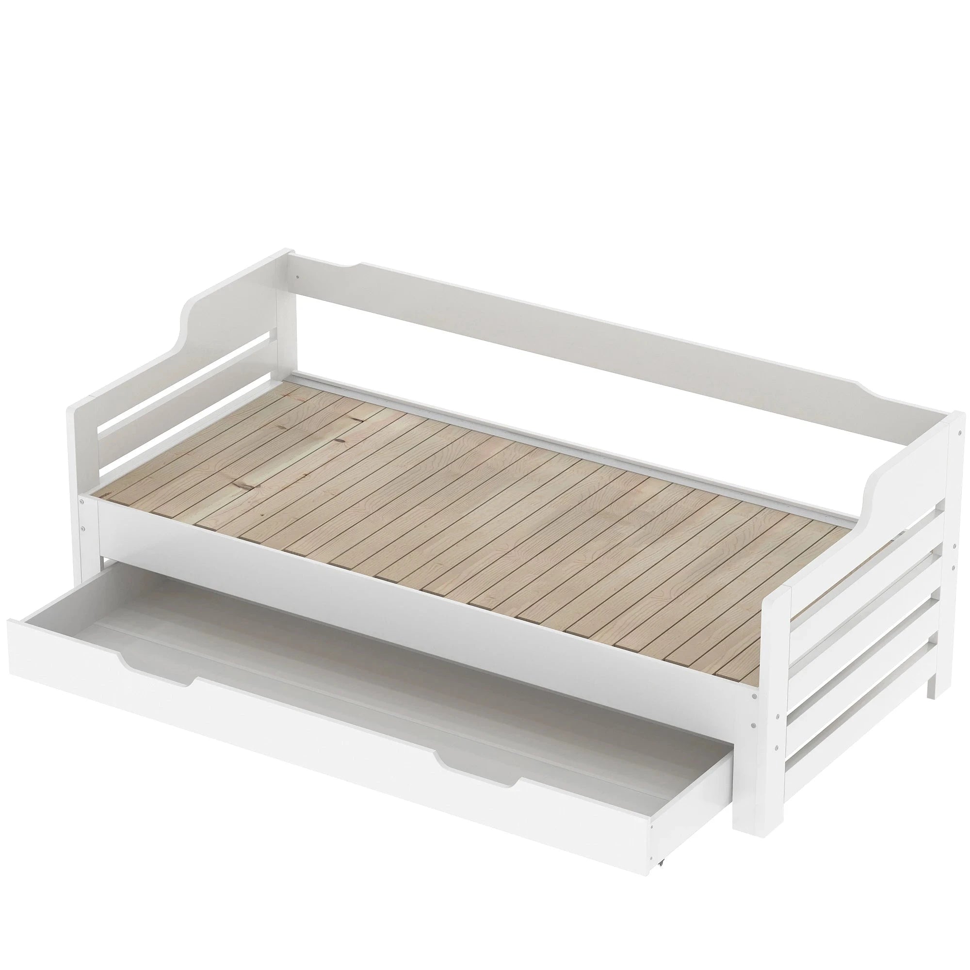 PureNest™ Single Guest Sofa Bed with Pull-Out Trundle (3FT / 90 × 190 cm) – White Manwatstore