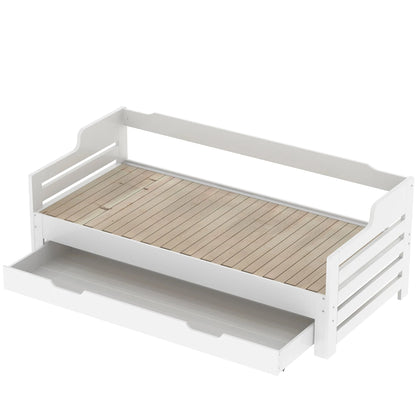 PureNest™ Single Guest Sofa Bed with Pull-Out Trundle (3FT / 90 × 190 cm) – White Manwatstore