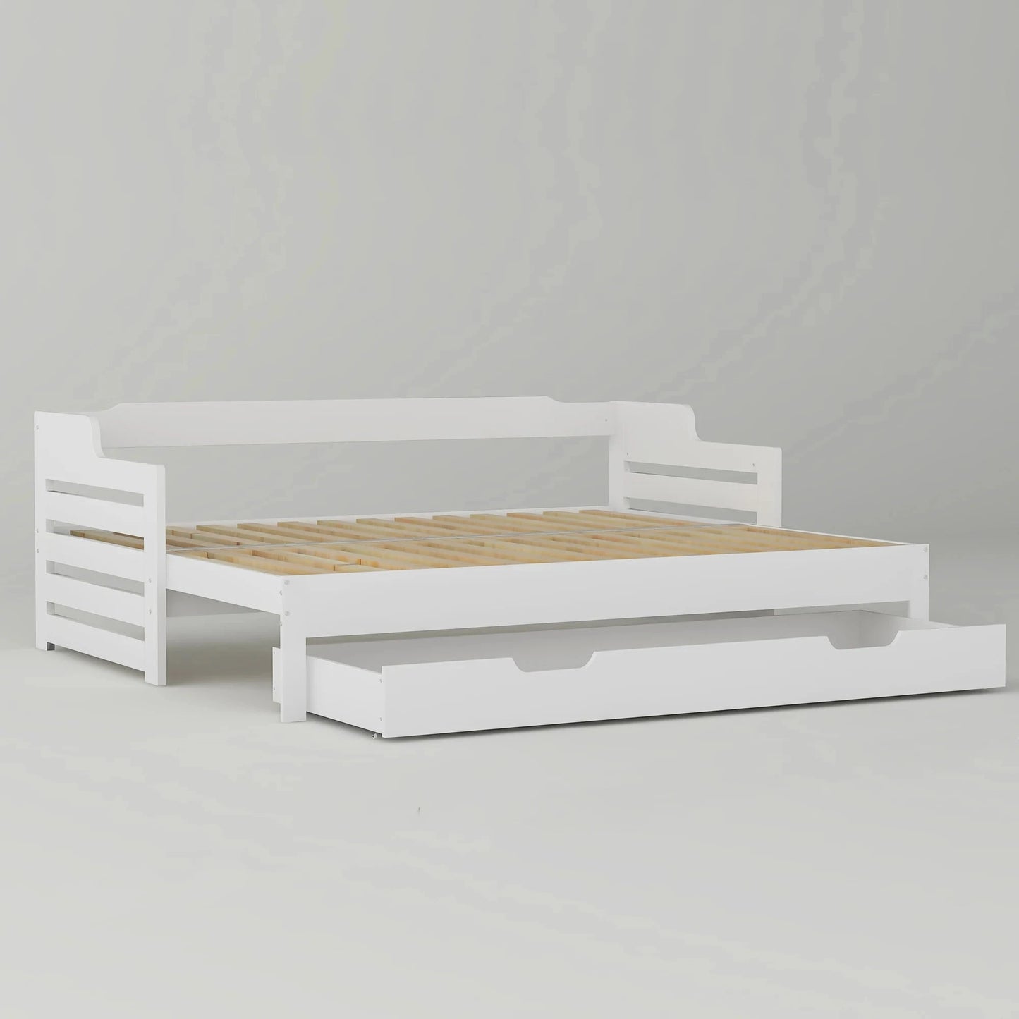 PureNest™ Single Guest Sofa Bed with Pull-Out Trundle (3FT / 90 × 190 cm) – White Manwatstore