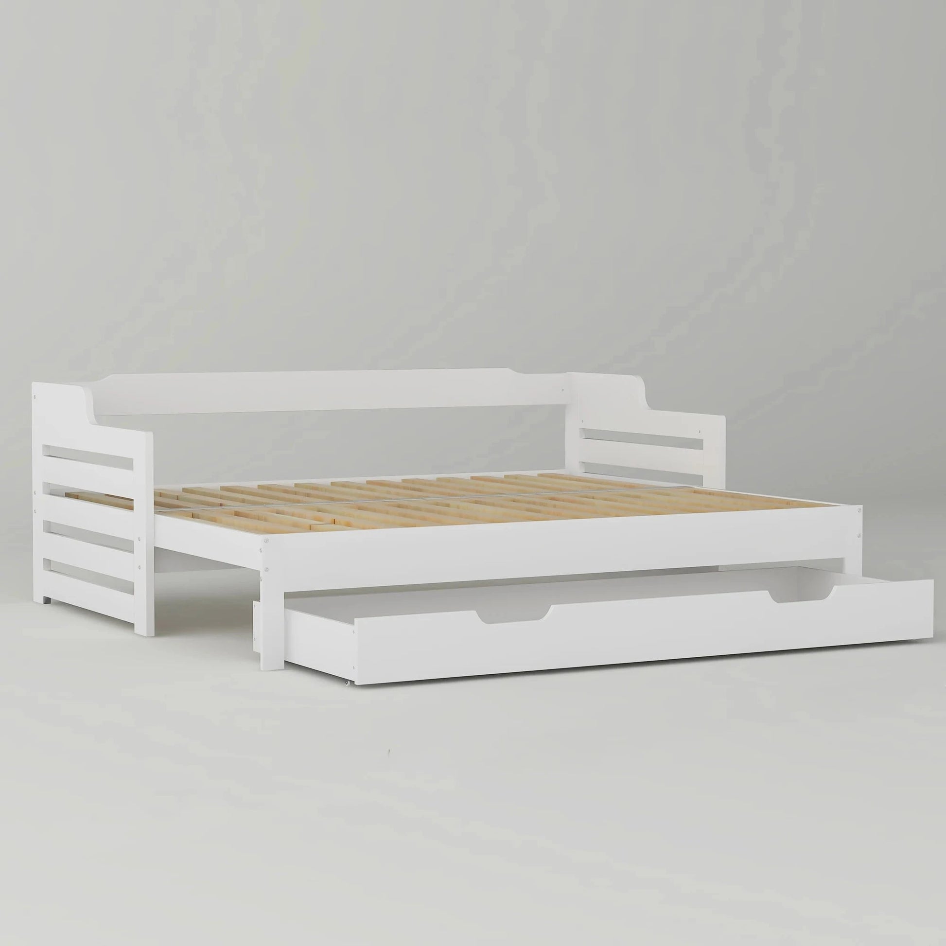 PureNest™ Single Guest Sofa Bed with Pull-Out Trundle (3FT / 90 × 190 cm) – White Manwatstore