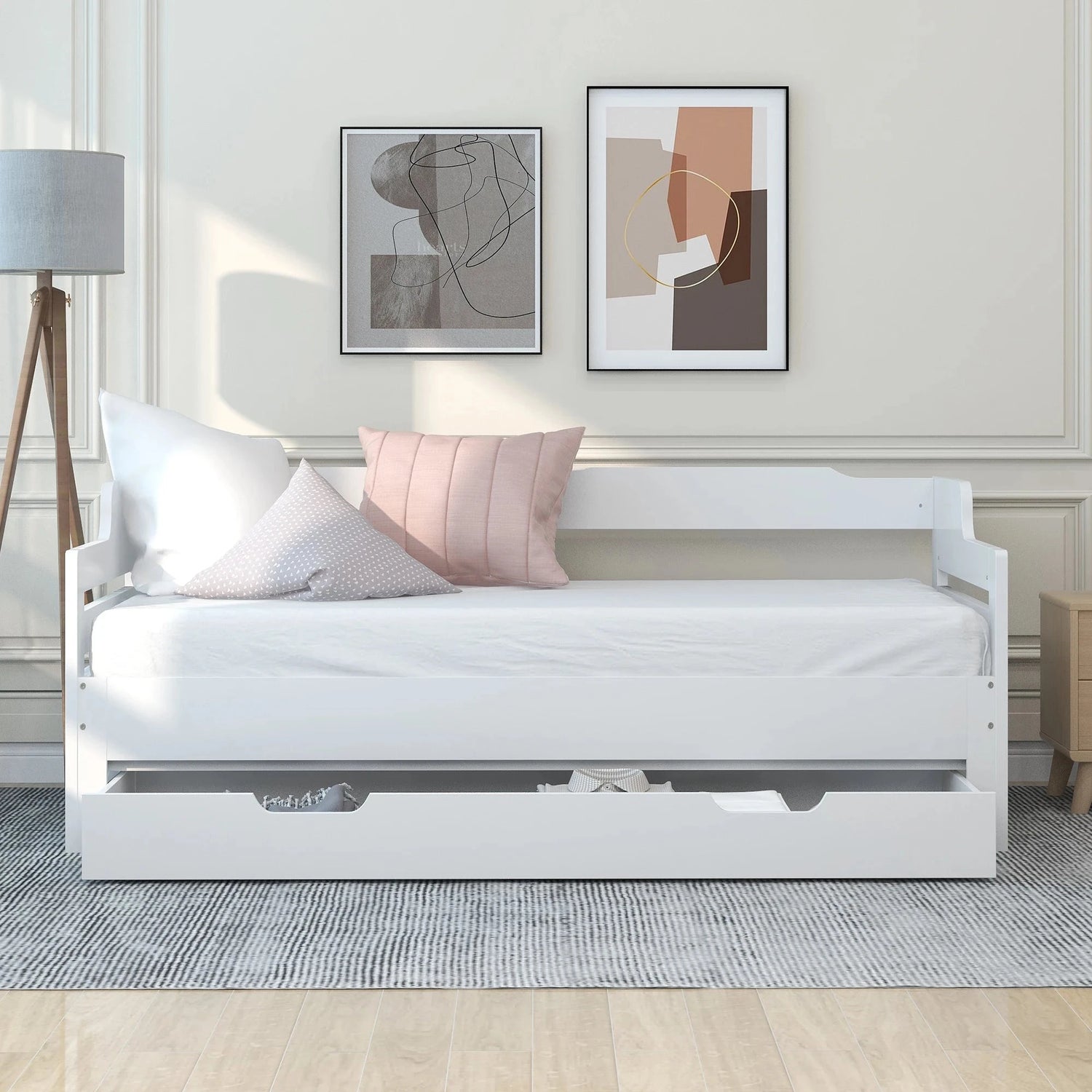PureNest™ Single Guest Sofa Bed with Pull-Out Trundle (3FT / 90 × 190 cm) – White Manwatstore
