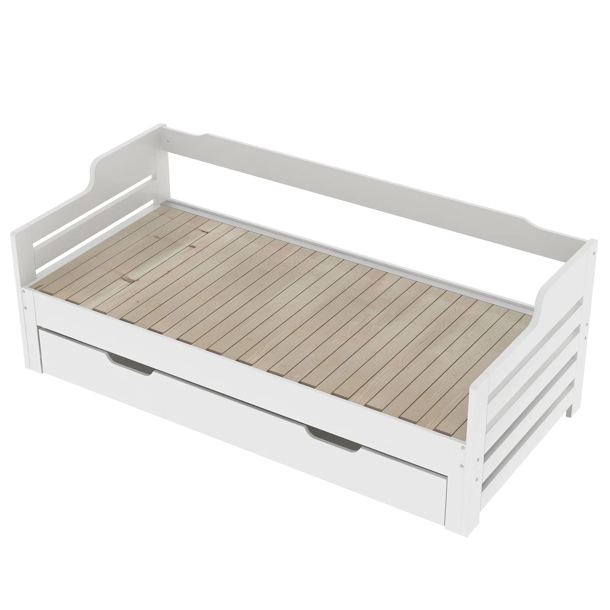 PureNest™ Single Guest Sofa Bed with Pull-Out Trundle (3FT / 90 × 190 cm) – White Manwatstore