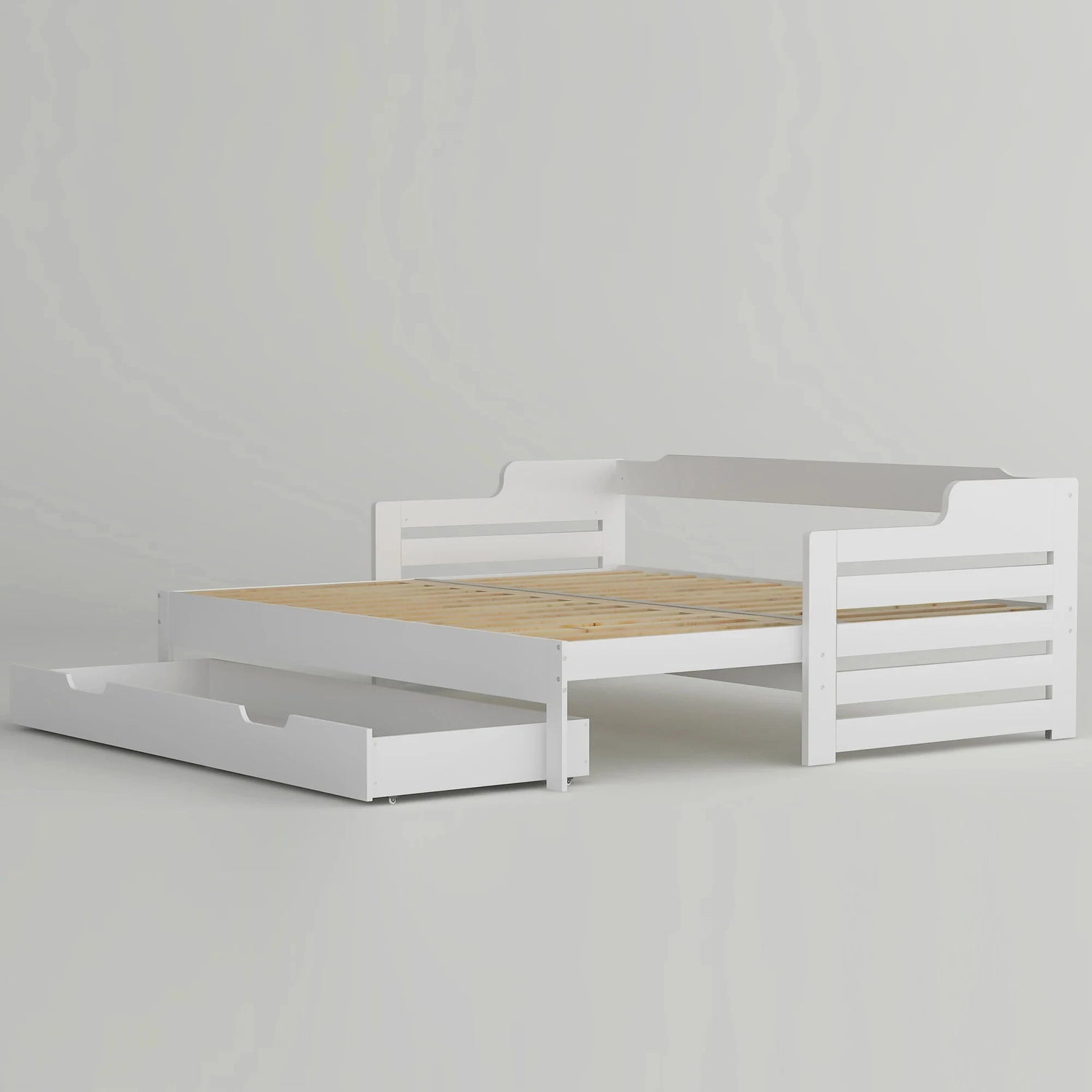 PureNest™ Single Guest Sofa Bed with Pull-Out Trundle (3FT / 90 × 190 cm) – White Manwatstore