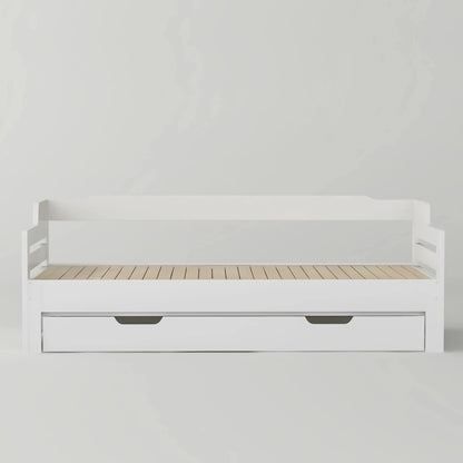 PureNest™ Single Guest Sofa Bed with Pull-Out Trundle (3FT / 90 × 190 cm) – White Manwatstore