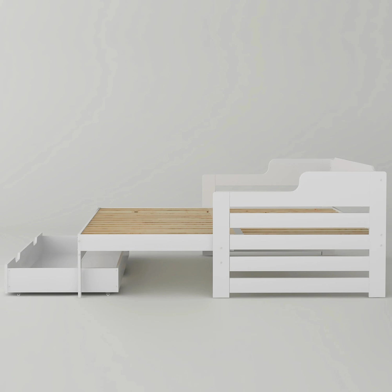 PureNest™ Single Guest Sofa Bed with Pull-Out Trundle (3FT / 90 × 190 cm) – White Manwatstore