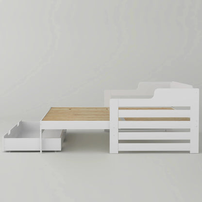 PureNest™ Single Guest Sofa Bed with Pull-Out Trundle (3FT / 90 × 190 cm) – White Manwatstore