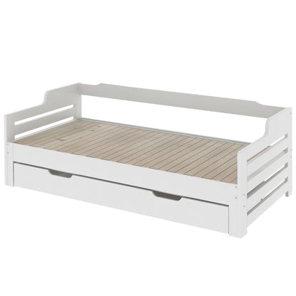 PureNest™ Single Guest Sofa Bed with Pull-Out Trundle (3FT / 90 × 190 cm) – White Manwatstore