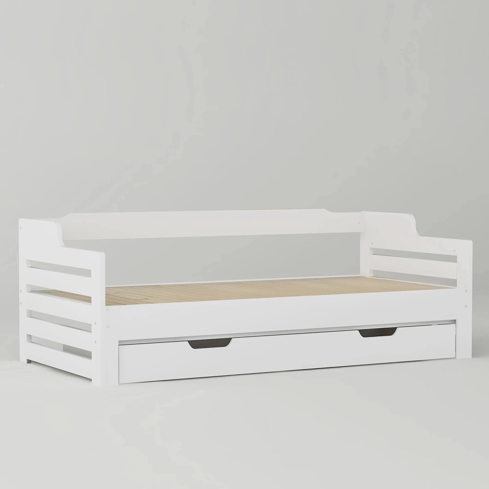PureNest™ Single Guest Sofa Bed with Pull-Out Trundle (3FT / 90 × 190 cm) – White Manwatstore