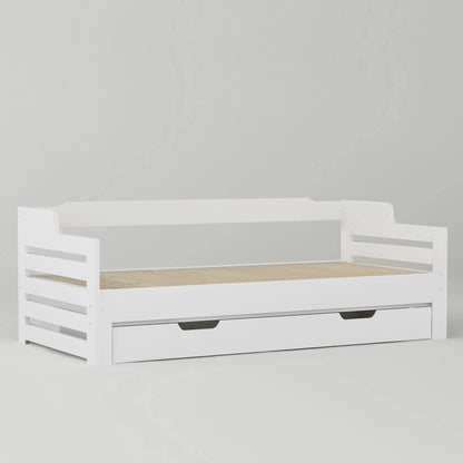 PureNest™ Single Guest Sofa Bed with Pull-Out Trundle (3FT / 90 × 190 cm) – White Manwatstore
