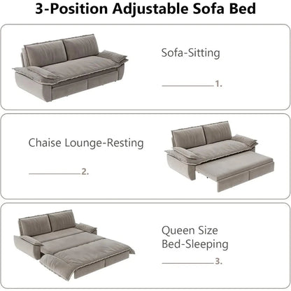 Queen Size Sleeper Sofa Bed 73.2" | 3-in-1 Velvet Pull-Out Convertible Couch Manwatstore