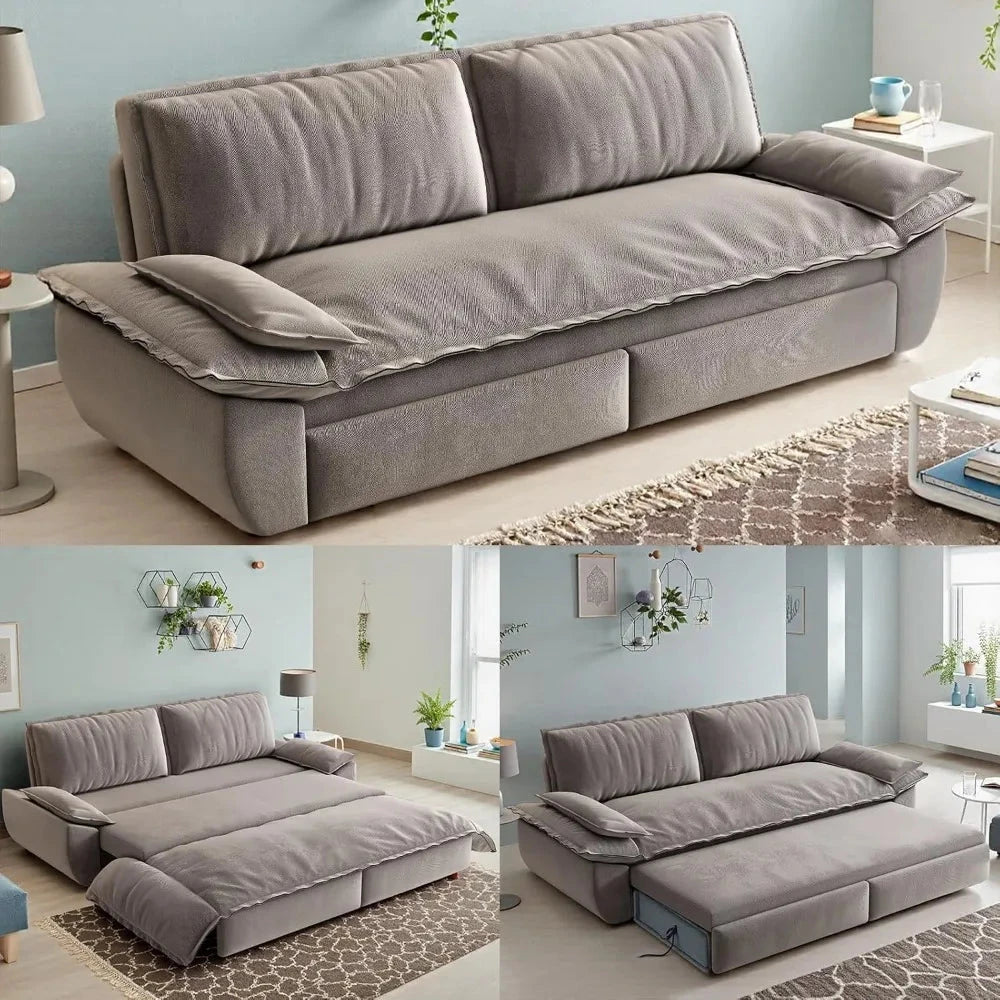Queen Size Sleeper Sofa Bed 73.2" | 3-in-1 Velvet Pull-Out Convertible Couch Manwatstore