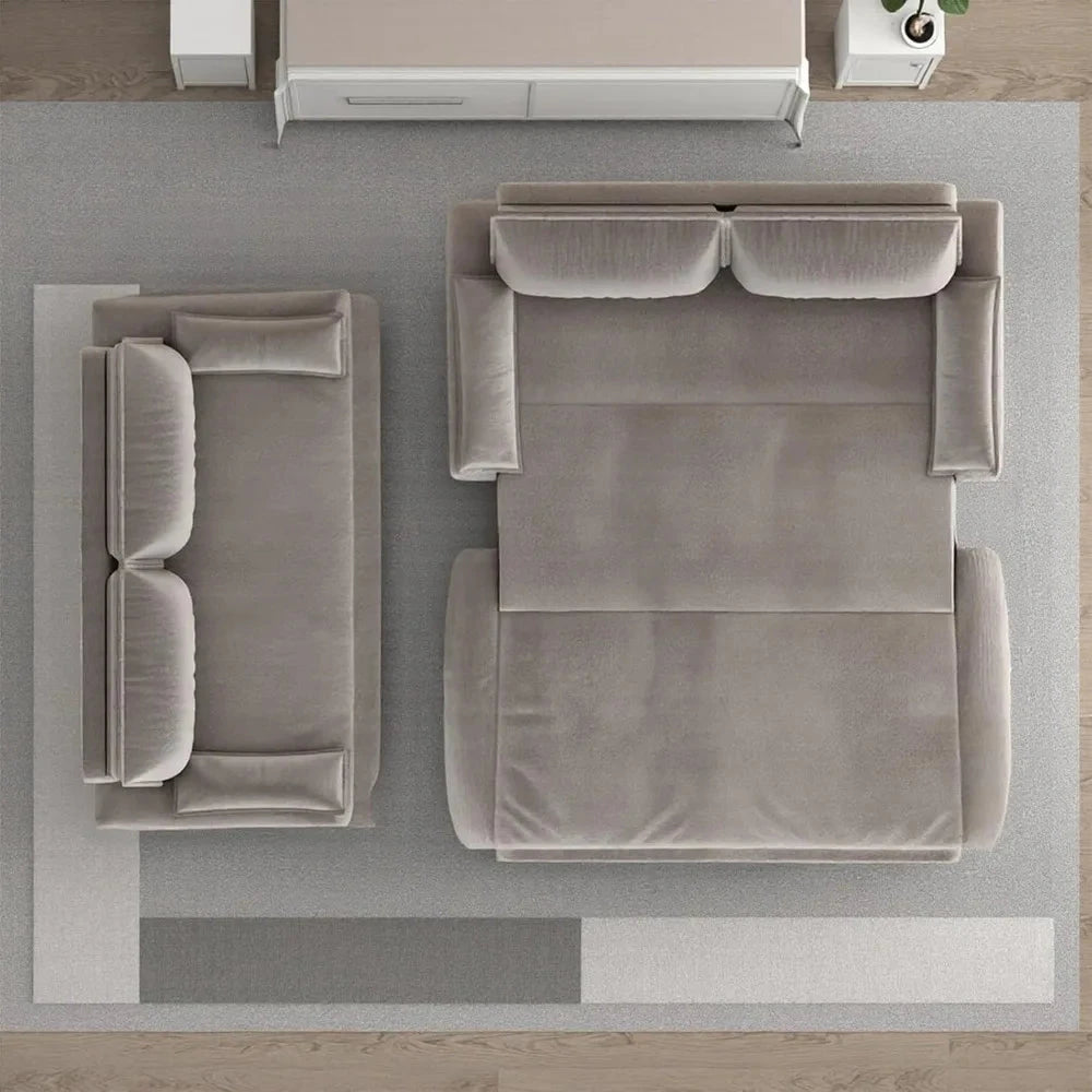 Queen Size Sleeper Sofa Bed 73.2" | 3-in-1 Velvet Pull-Out Convertible Couch Manwatstore
