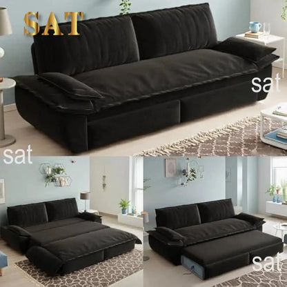 Queen Size Sleeper Sofa Bed 73.2" | 3-in-1 Velvet Pull-Out Convertible Couch Manwatstore