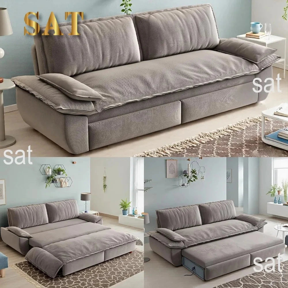 Queen Size Sleeper Sofa Bed 73.2" | 3-in-1 Velvet Pull-Out Convertible Couch Manwatstore