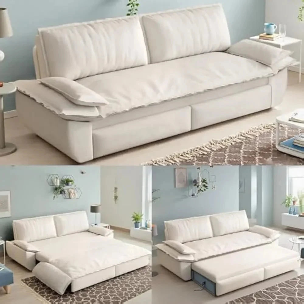 Queen Size Sleeper Sofa Bed 73.2" | 3-in-1 Velvet Pull-Out Convertible Couch Manwatstore