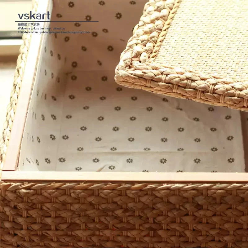 Rattan Floor Tea Table Tatami Style Minimalist Coffee Table for Balcony Low Bedside Small Space Window Area Use Manwatstore