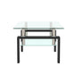 Rectangle Black Glass Coffee Table Modern Side Center Tables For Living Room 0 Manwatstore