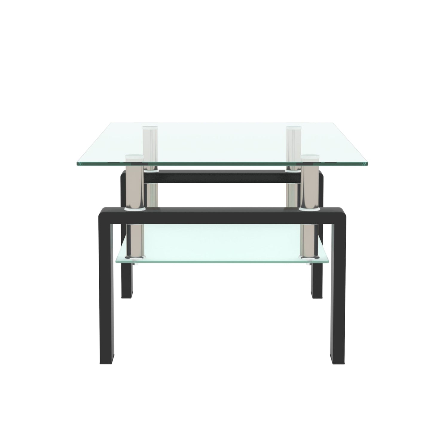 Rectangle Black Glass Coffee Table Modern Side Center Tables For Living Room 0 Manwatstore