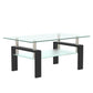 Rectangle Black Glass Coffee Table Modern Side Center Tables For Living Room 0 Manwatstore