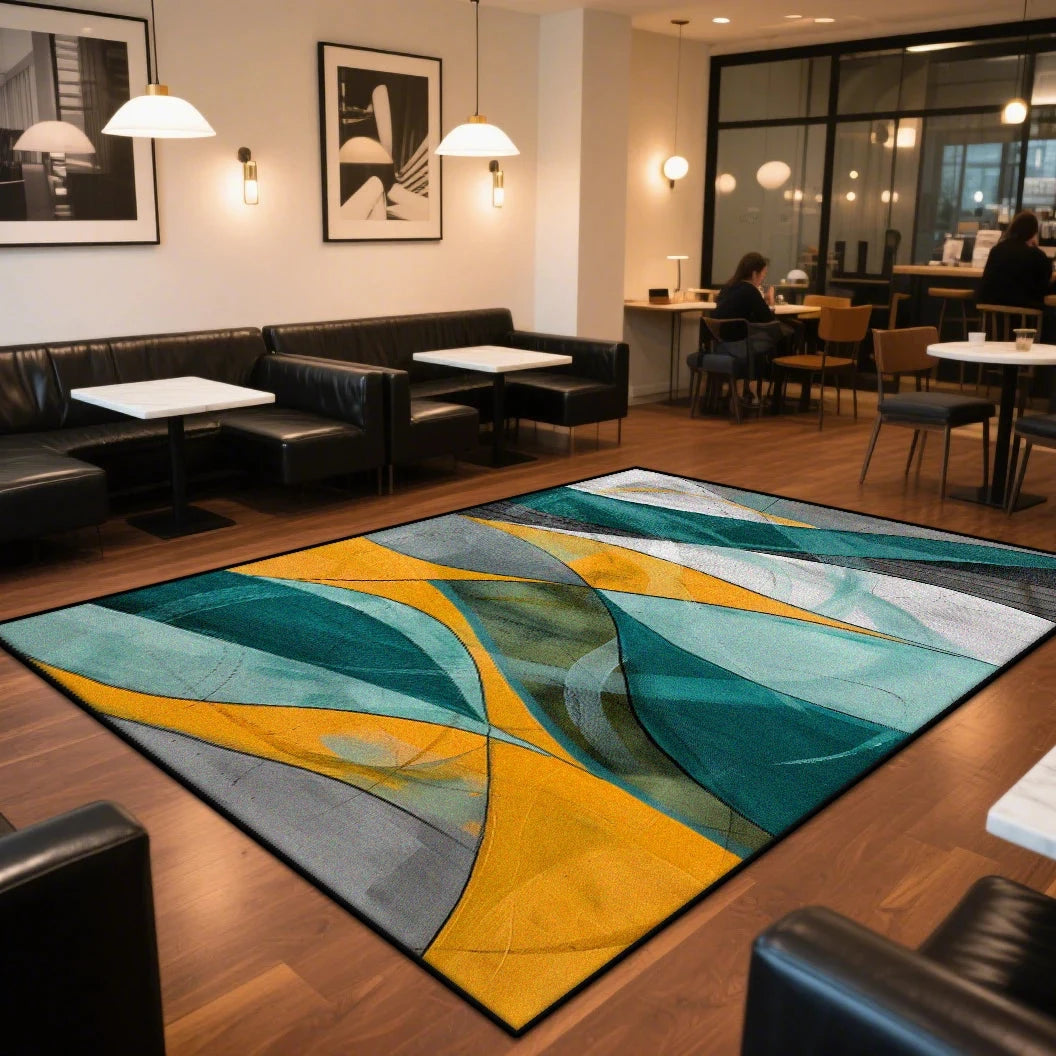 Red Abstract Washable Large Area Rug – Non-Slip Living Room &amp; Entrance Mat Manwatstore