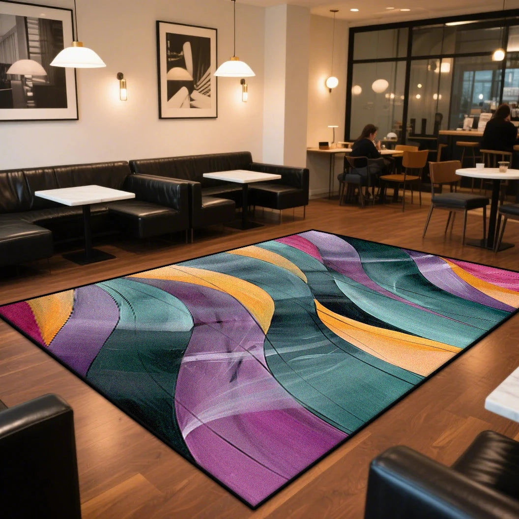 Red Abstract Washable Large Area Rug – Non-Slip Living Room &amp; Entrance Mat Manwatstore