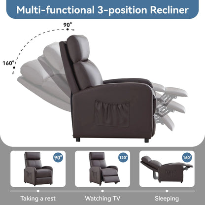 Relaxo Push-Back Recliner Chair with Lumbar Support &amp; Adjustable Leg Rest Manwatstore