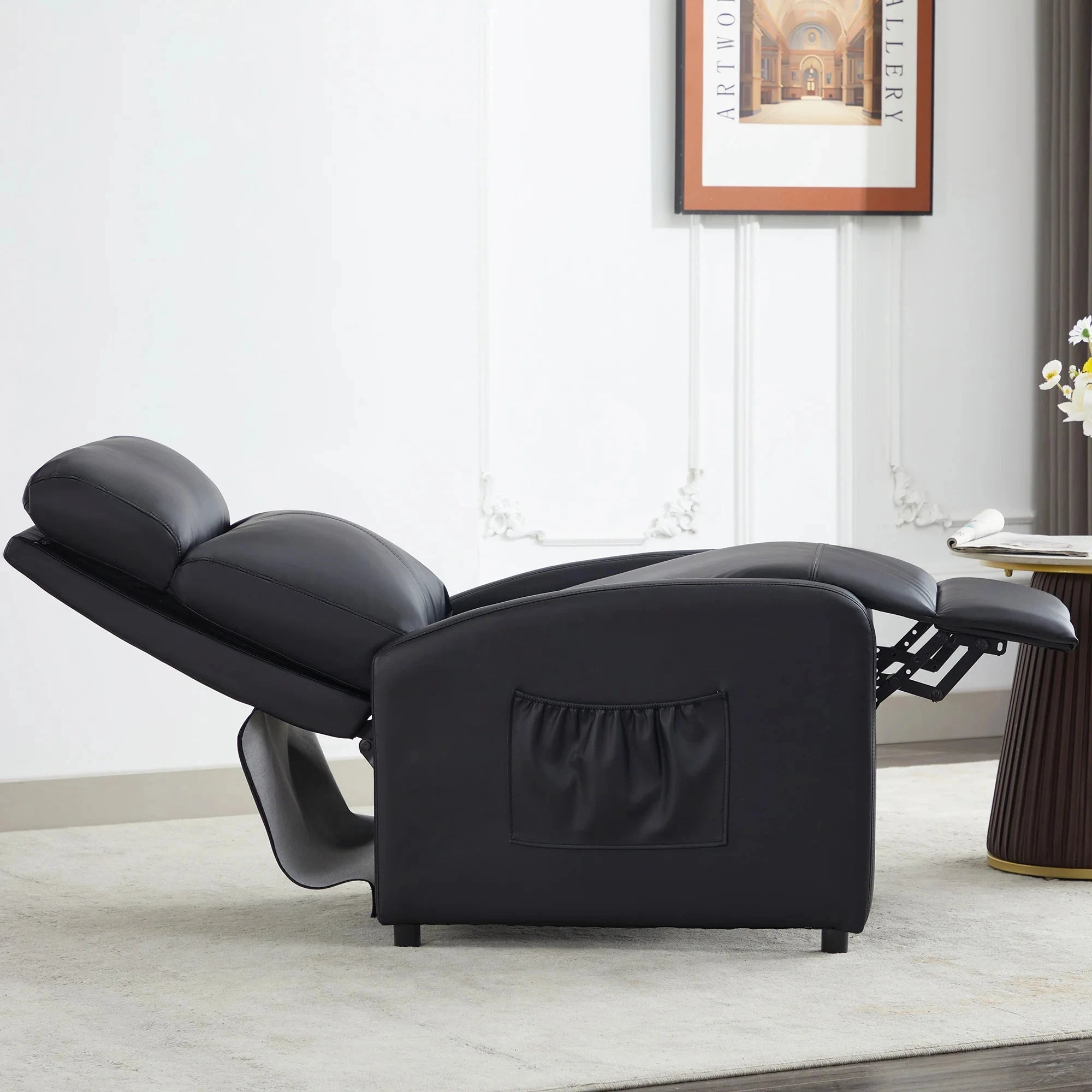 Relaxo Push-Back Recliner Chair with Lumbar Support &amp; Adjustable Leg Rest Manwatstore