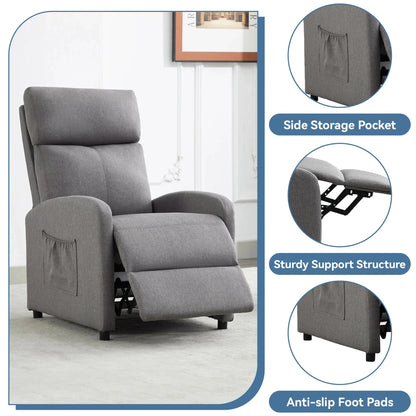 Relaxo Push-Back Recliner Chair with Lumbar Support &amp; Adjustable Leg Rest Manwatstore
