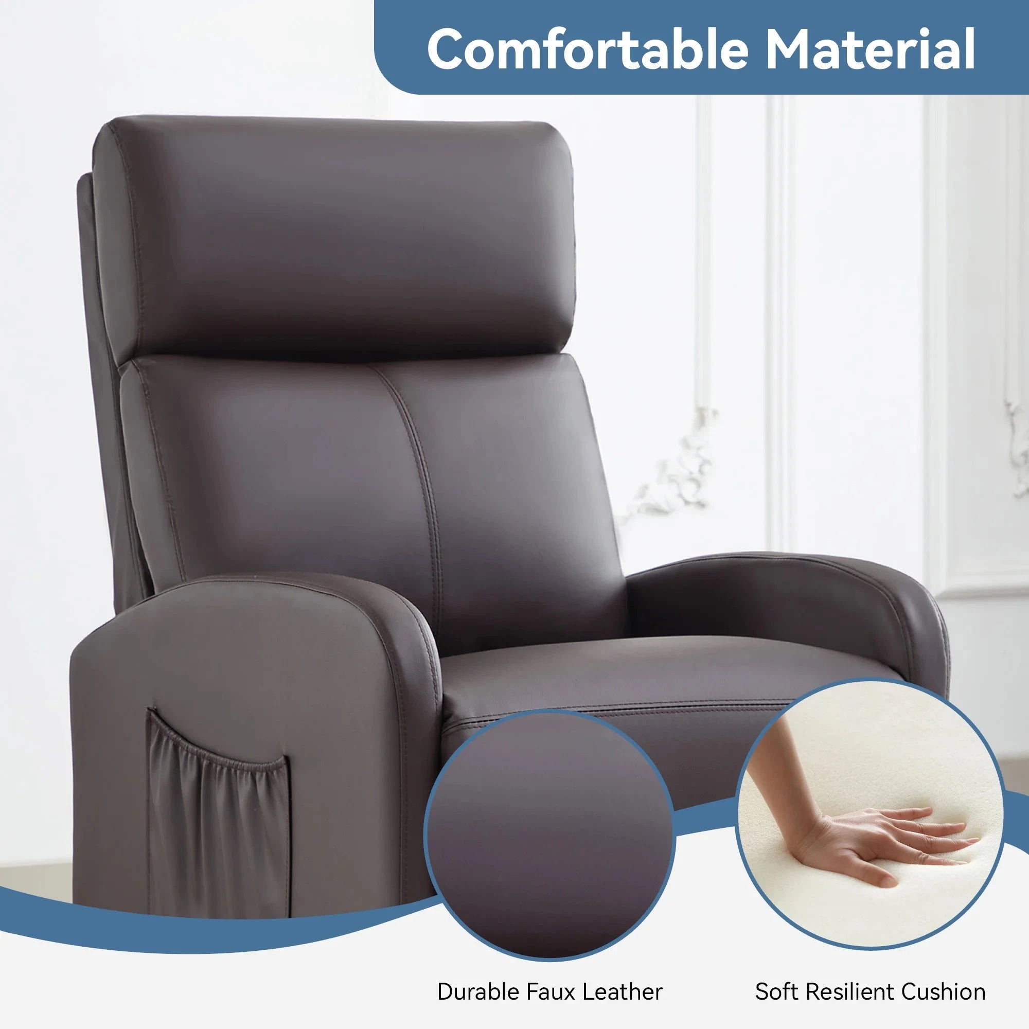 Relaxo Push-Back Recliner Chair with Lumbar Support &amp; Adjustable Leg Rest Manwatstore