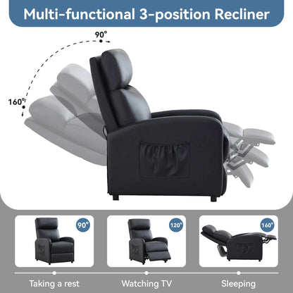 Relaxo Push-Back Recliner Chair with Lumbar Support &amp; Adjustable Leg Rest Manwatstore