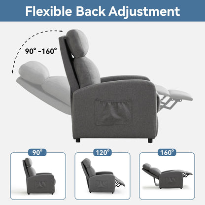 Relaxo Push-Back Recliner Chair with Lumbar Support &amp; Adjustable Leg Rest Manwatstore
