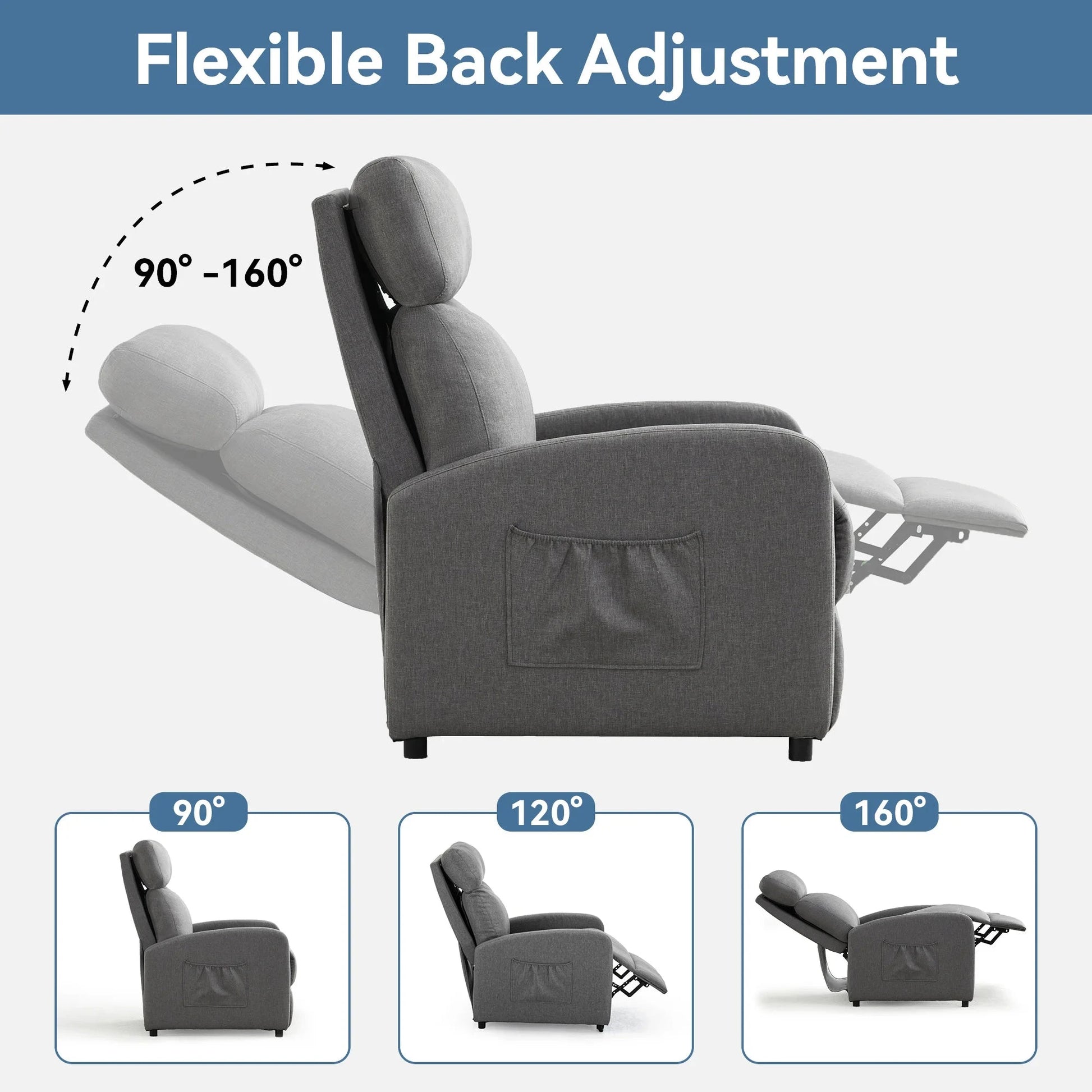 Relaxo Push-Back Recliner Chair with Lumbar Support & Adjustable Leg Rest Manwatstore