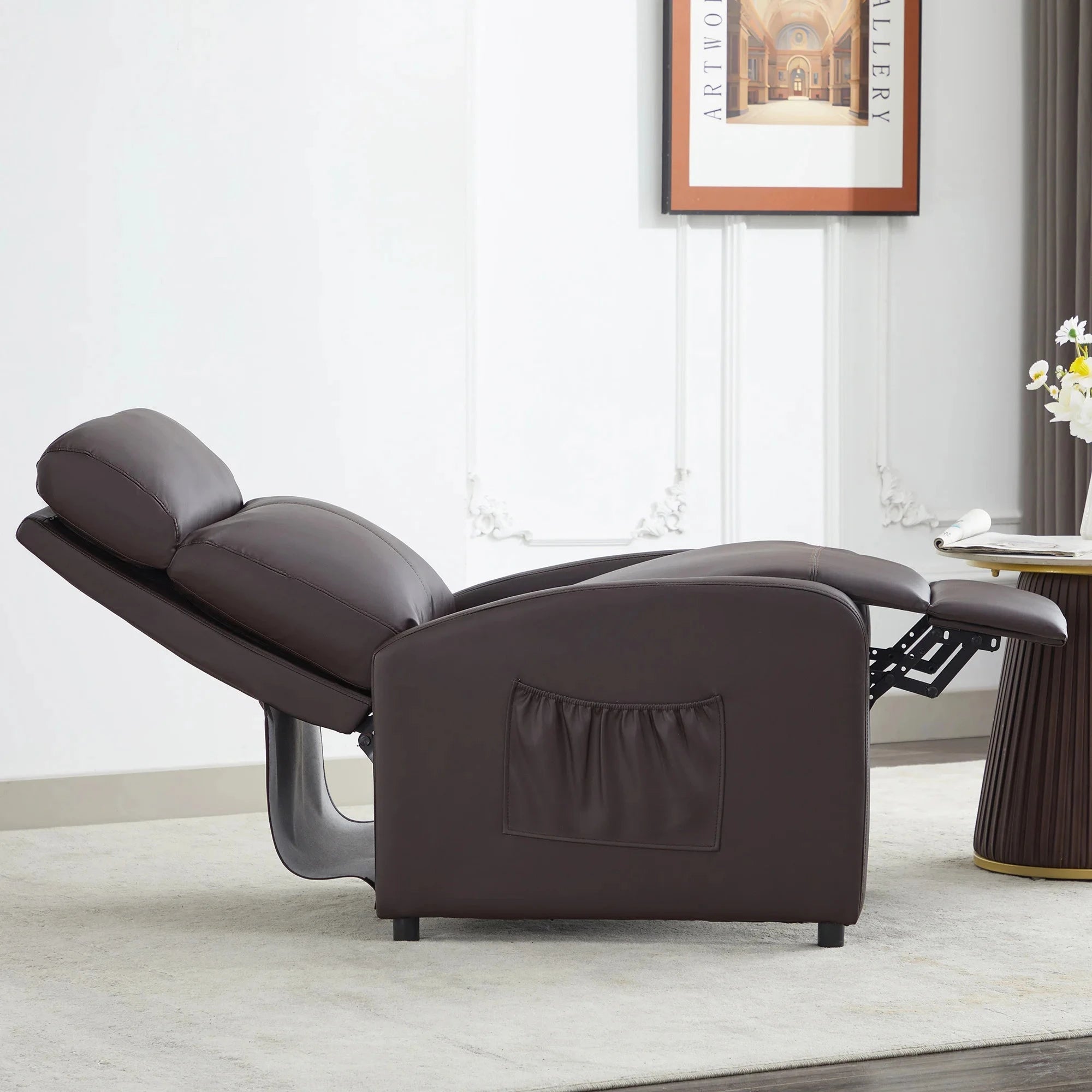 Relaxo Push-Back Recliner Chair with Lumbar Support &amp; Adjustable Leg Rest Manwatstore