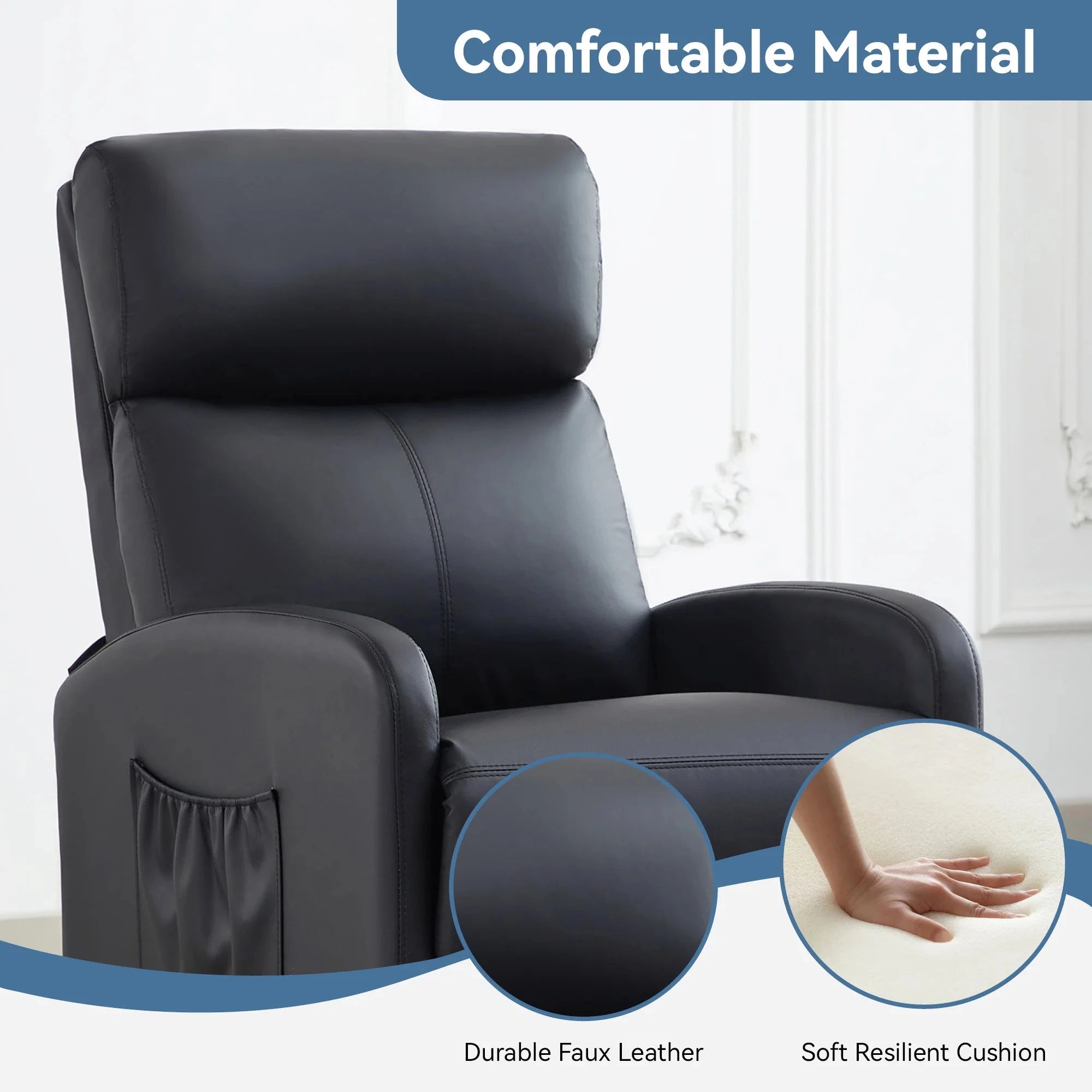 Relaxo Push-Back Recliner Chair with Lumbar Support &amp; Adjustable Leg Rest Manwatstore