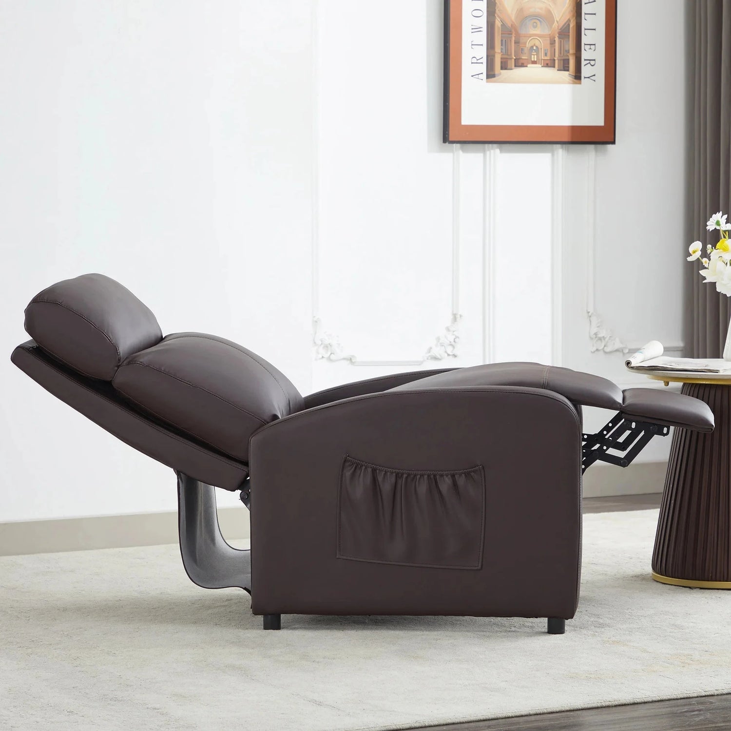 Relaxo Push-Back Recliner Chair with Lumbar Support &amp; Adjustable Leg Rest Manwatstore
