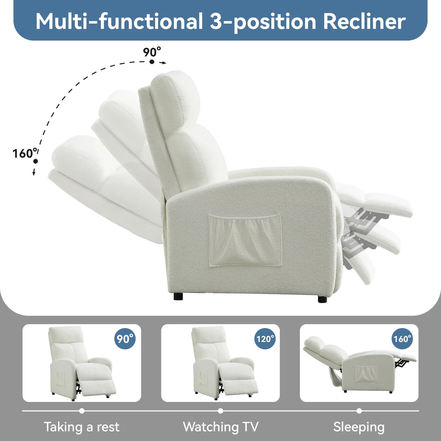 Relaxo Push-Back Recliner Chair with Lumbar Support &amp; Adjustable Leg Rest Manwatstore