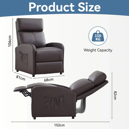 Relaxo Push-Back Recliner Chair with Lumbar Support &amp; Adjustable Leg Rest Manwatstore