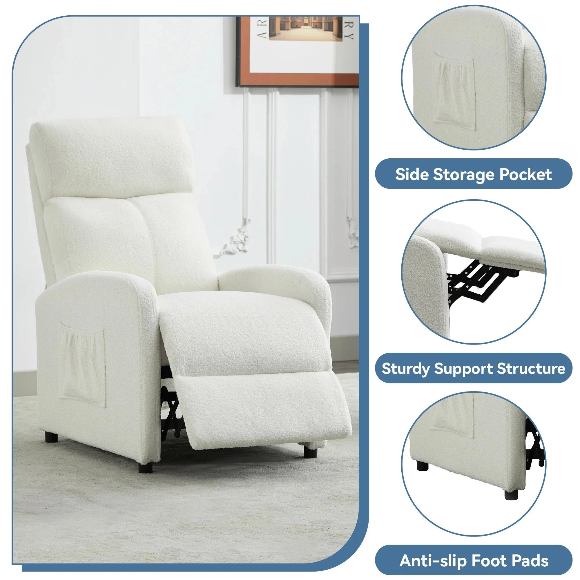 Relaxo Push-Back Recliner Chair with Lumbar Support &amp; Adjustable Leg Rest Manwatstore