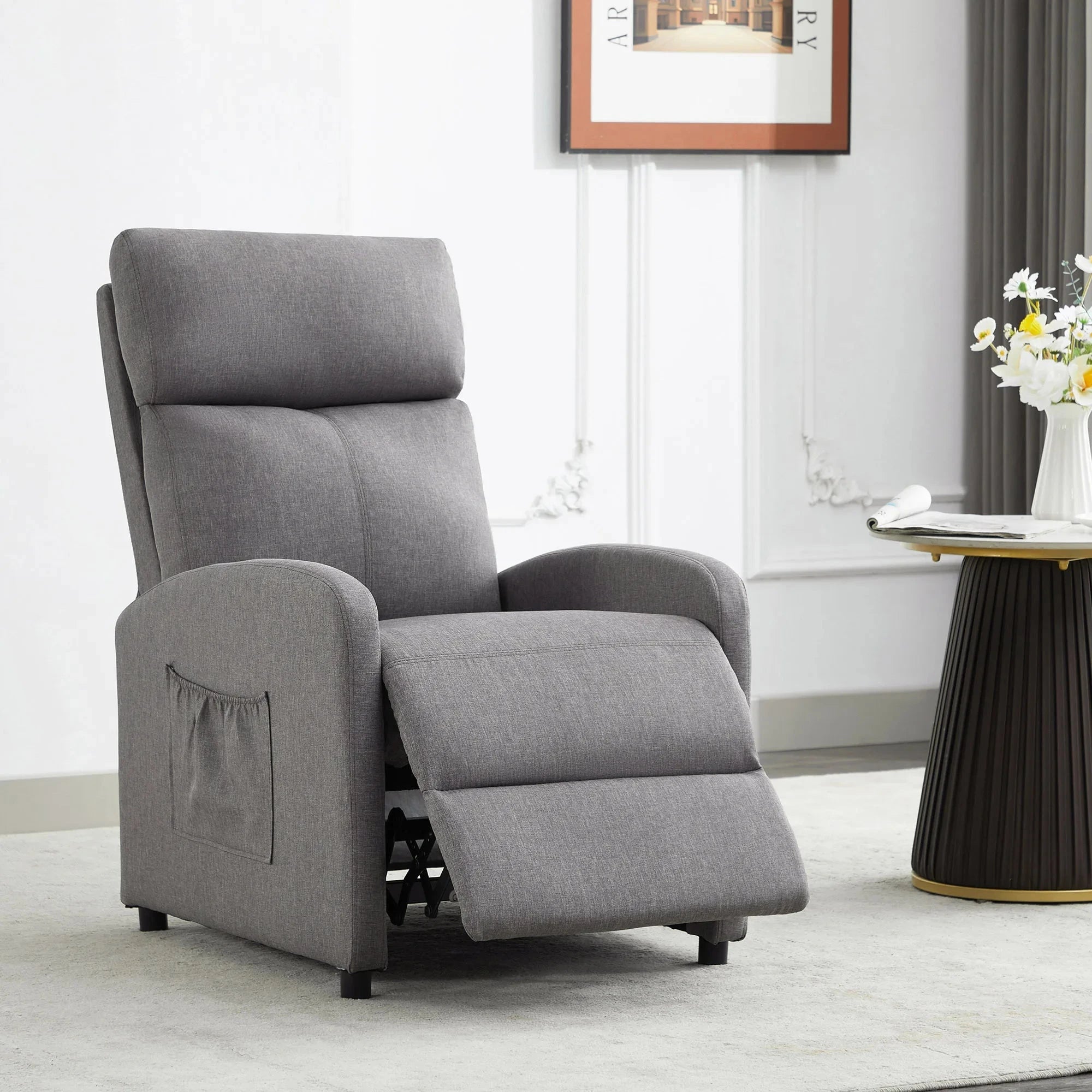 Relaxo Push-Back Recliner Chair with Lumbar Support &amp; Adjustable Leg Rest Manwatstore