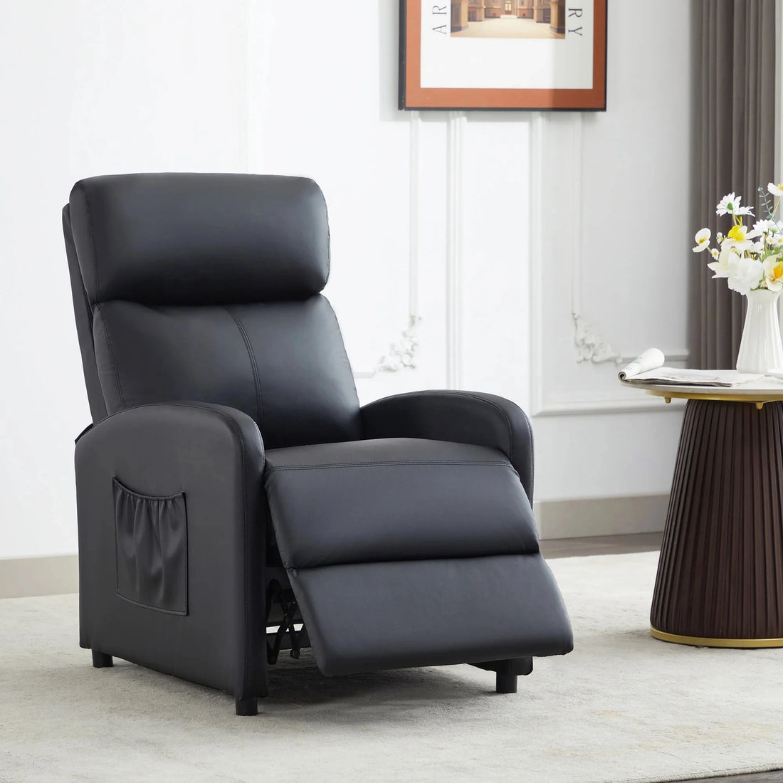 Relaxo Push-Back Recliner Chair with Lumbar Support &amp; Adjustable Leg Rest Manwatstore