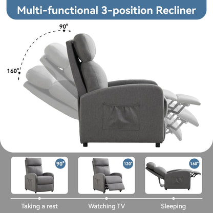 Relaxo Push-Back Recliner Chair with Lumbar Support &amp; Adjustable Leg Rest Manwatstore