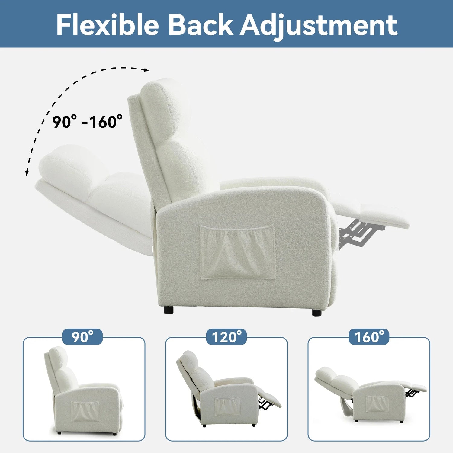Relaxo Push-Back Recliner Chair with Lumbar Support &amp; Adjustable Leg Rest Manwatstore