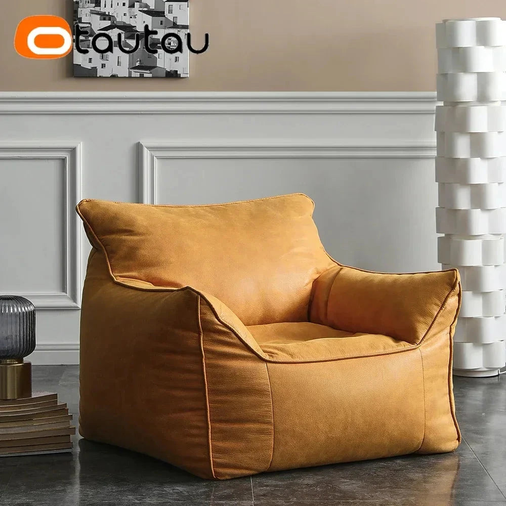 Retro Chic Faux Leather Bean Bag Chair Manwatstore