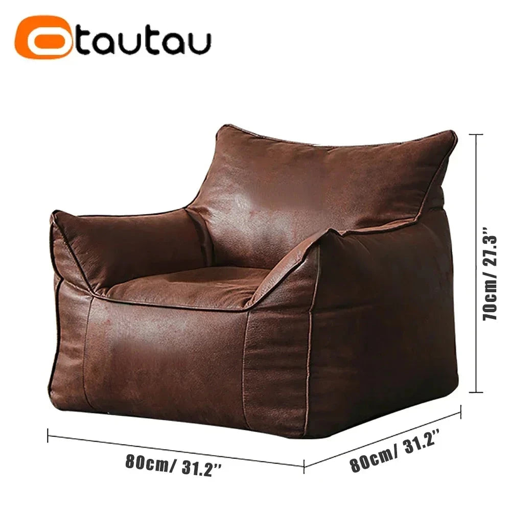 Retro Chic Faux Leather Bean Bag Chair Manwatstore