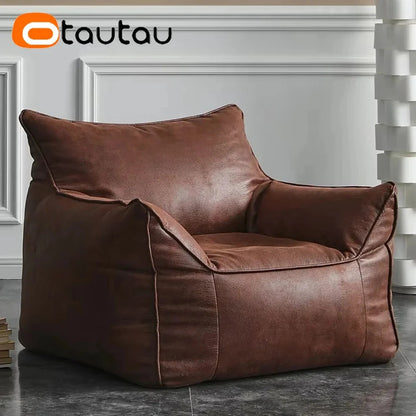 Retro Chic Faux Leather Bean Bag Chair Manwatstore