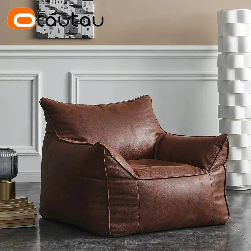 Retro Chic Faux Leather Bean Bag Chair Manwatstore