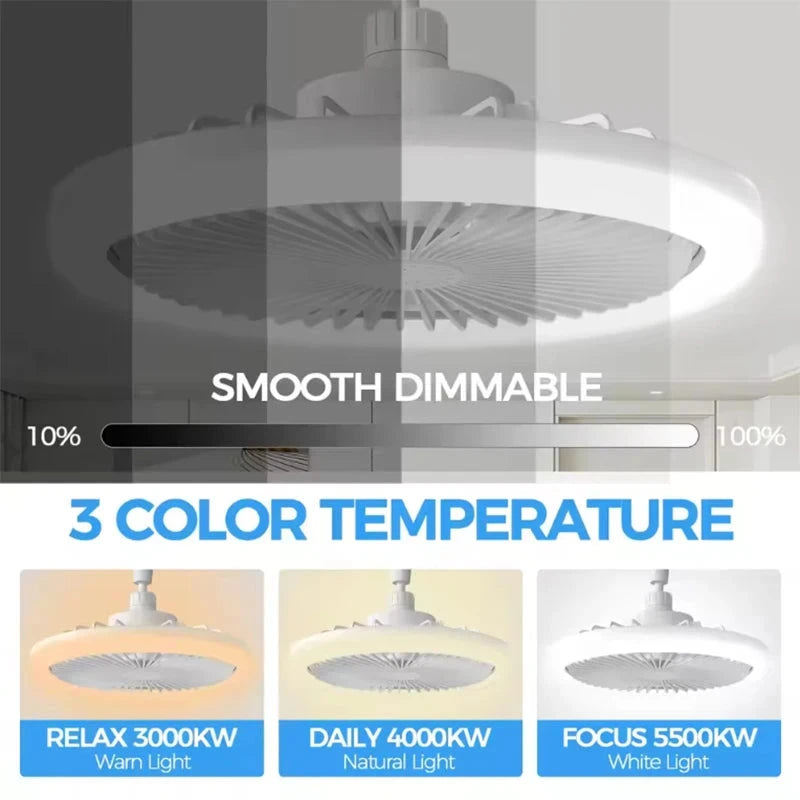 Rotatable 3in1 Ceiling Fan Light E27 LED Converter Base Smart Remote Control Bedroom Fans Lamp Study Kitchen Home Decoration Manwatstore